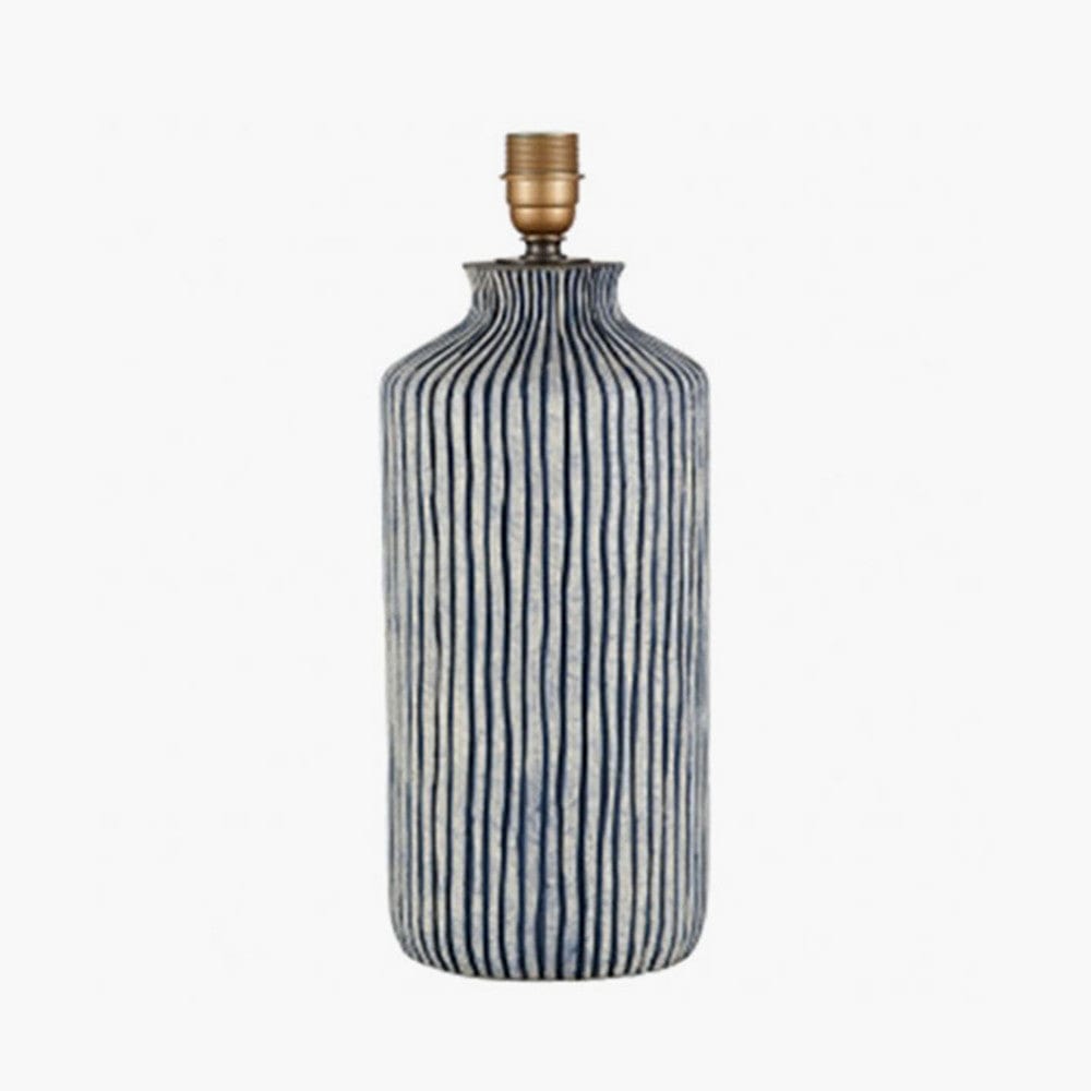 Pacific Lifestyle Lighting Bude Blue and White Stripe Stoneware Table Lamp - Base Only House of Isabella UK