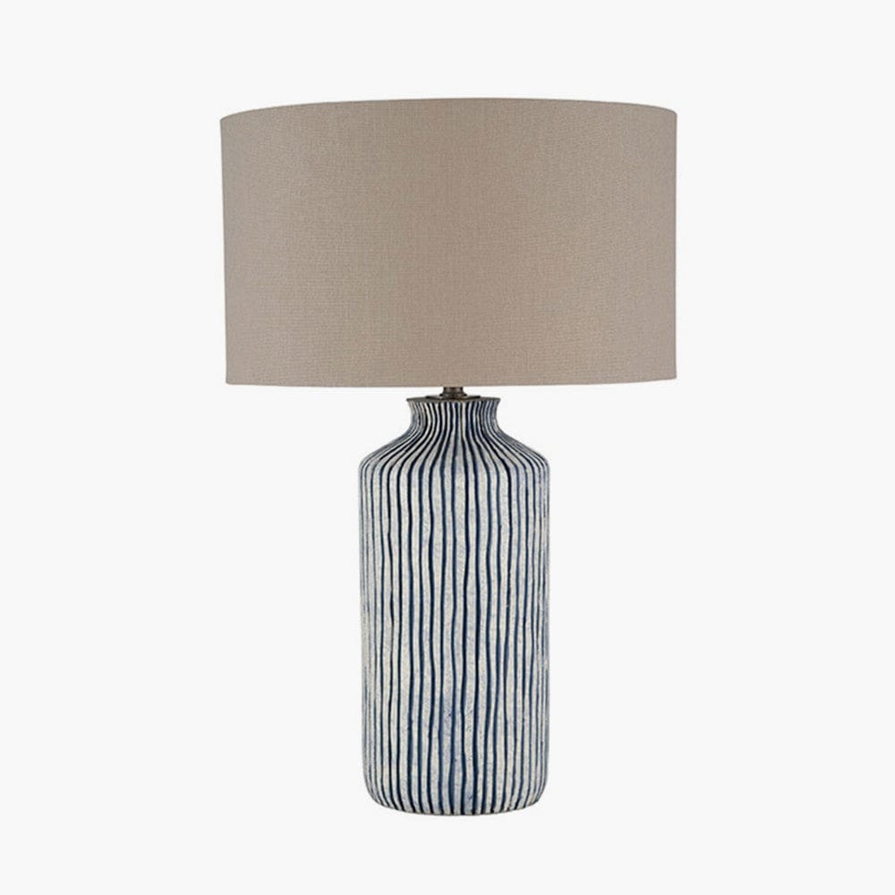 Bude Blue and White Stripe Stoneware Table Lamp - Base Only.