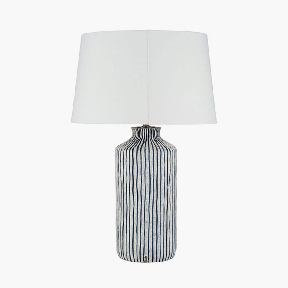 Bude Blue and White Stripe Stoneware Table Lamp - Base Only.
