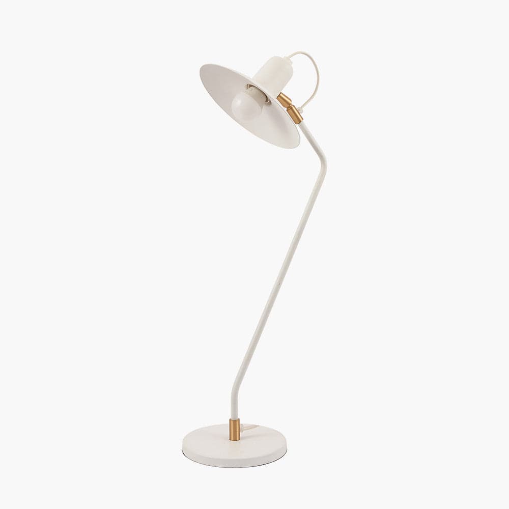Camden Matt White Metal Angle Arm Task Table Lamp.
