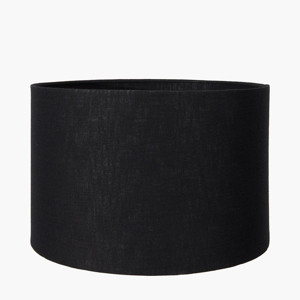 Camila Green Cold Cut Textured Glass Table Lamp Base with Lino 35cm Black Self Lined Linen Cylinder Lampshade.