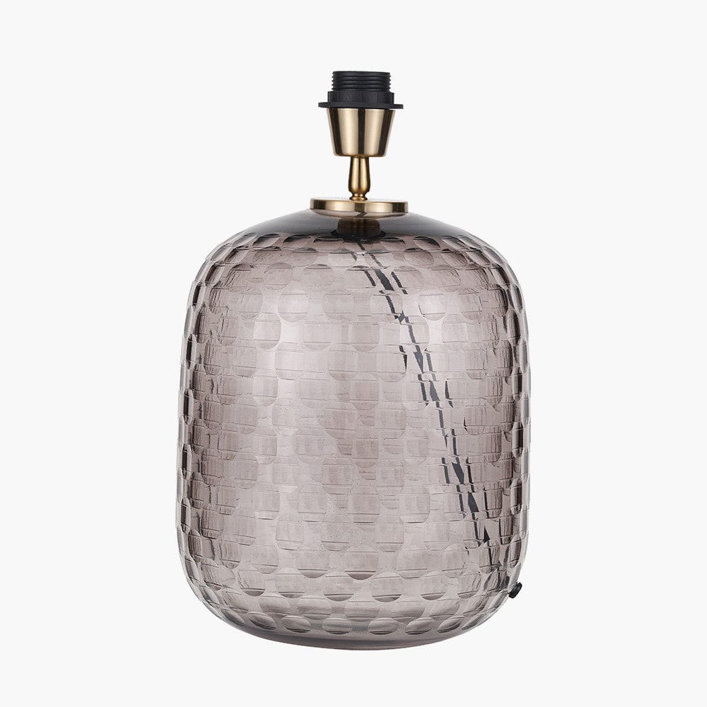 Pacific Lifestyle Lighting Camille Large Smoke Grey Circle Design Handcut Glass Table Lamp Base House of Isabella UK