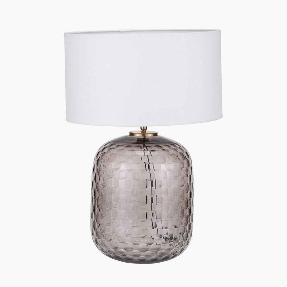 Pacific Lifestyle Lighting Camille Large Smoke Grey Circle Design Handcut Glass Table Lamp Base House of Isabella UK