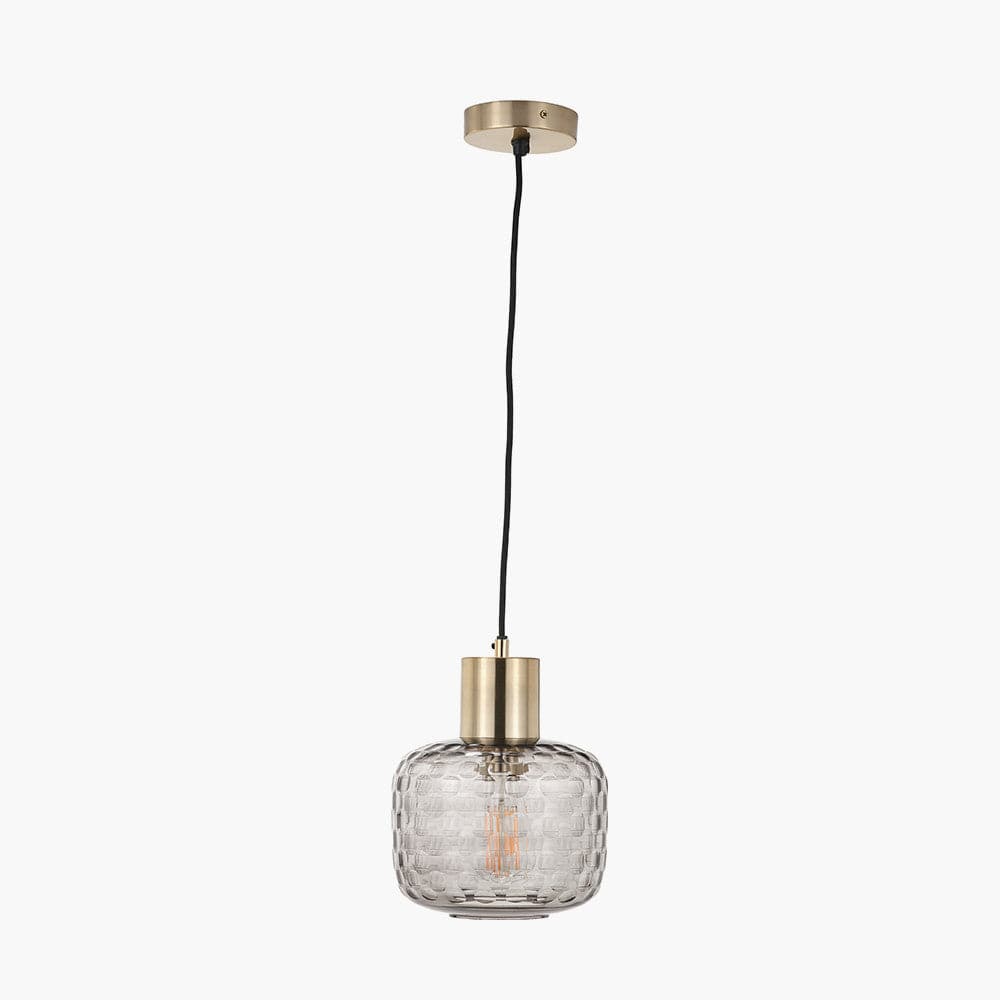 Pacific Lifestyle Lighting Camille Smoke Grey Circle Design Handcut Glass Pendant House of Isabella UK