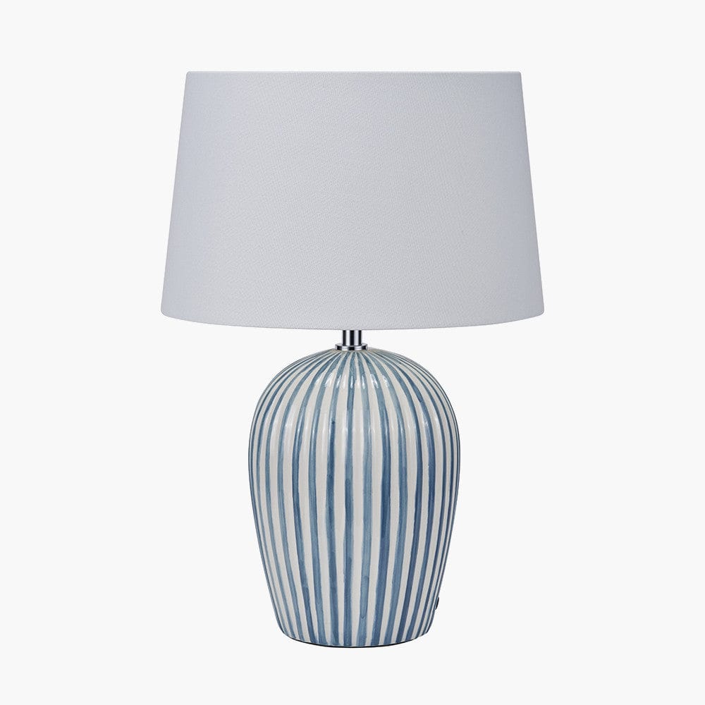 Pacific Lifestyle Lighting Cannes Blue and White Stripe Ceramic Table Lamp House of Isabella UK