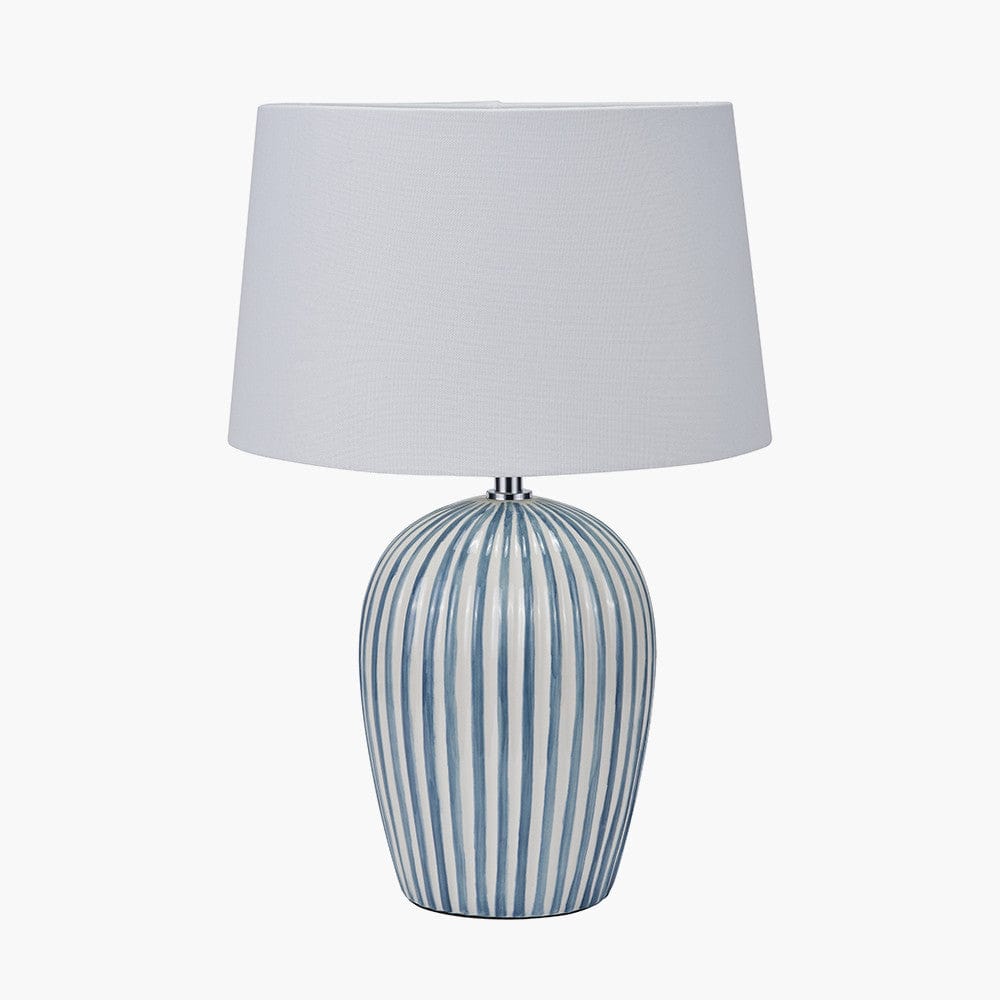 Pacific Lifestyle Lighting Cannes Blue and White Stripe Ceramic Table Lamp House of Isabella UK