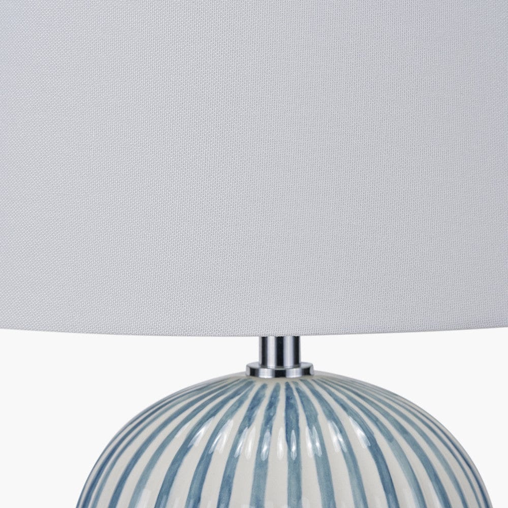Pacific Lifestyle Lighting Cannes Blue and White Stripe Ceramic Table Lamp House of Isabella UK