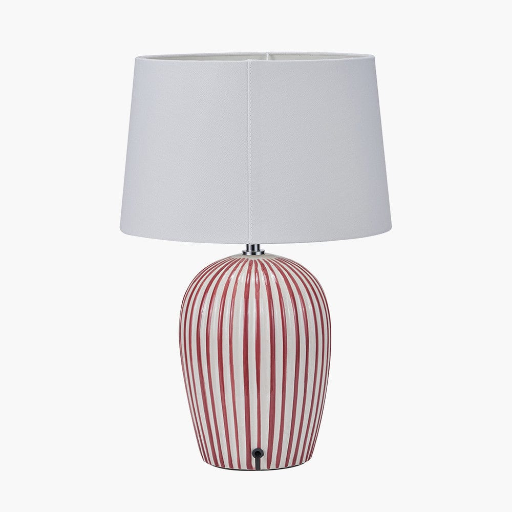 Pacific Lifestyle Lighting Cannes Mulberry and White Stripe Ceramic Table Lamp House of Isabella UK