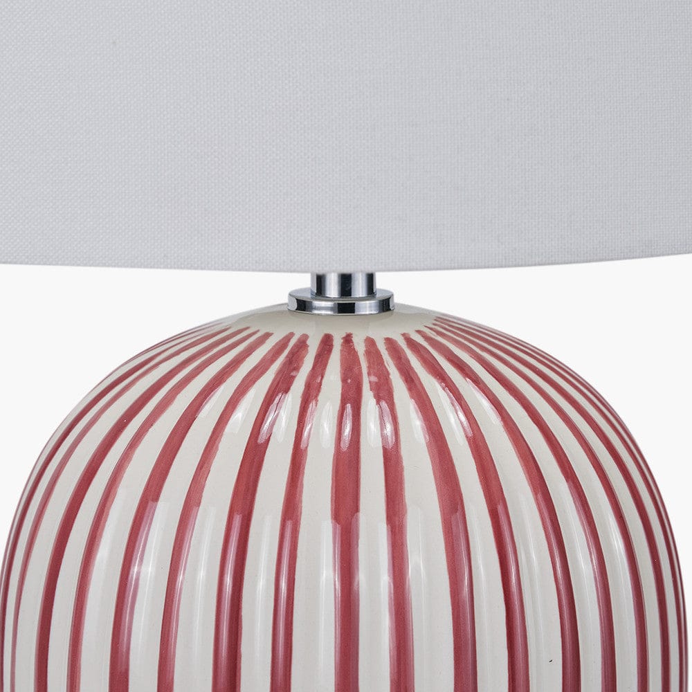 Pacific Lifestyle Lighting Cannes Mulberry and White Stripe Ceramic Table Lamp House of Isabella UK