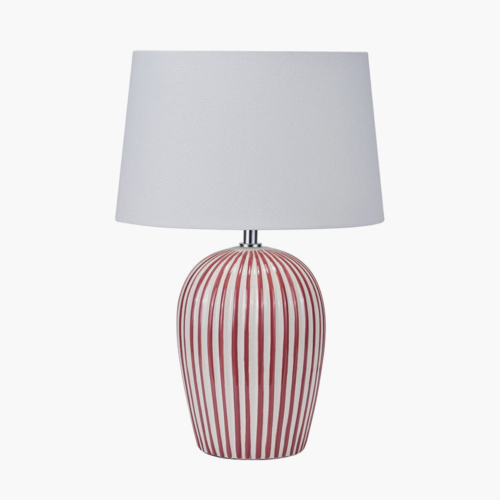 Pacific Lifestyle Lighting Cannes Mulberry and White Stripe Ceramic Table Lamp House of Isabella UK