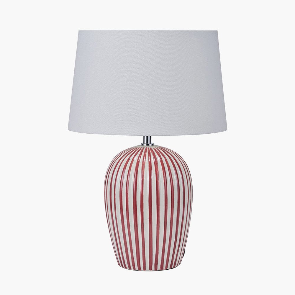 Pacific Lifestyle Lighting Cannes Mulberry and White Stripe Ceramic Table Lamp House of Isabella UK