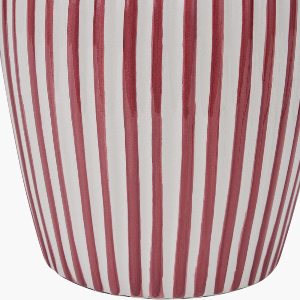 Pacific Lifestyle Lighting Cannes Mulberry and White Stripe Ceramic Table Lamp House of Isabella UK