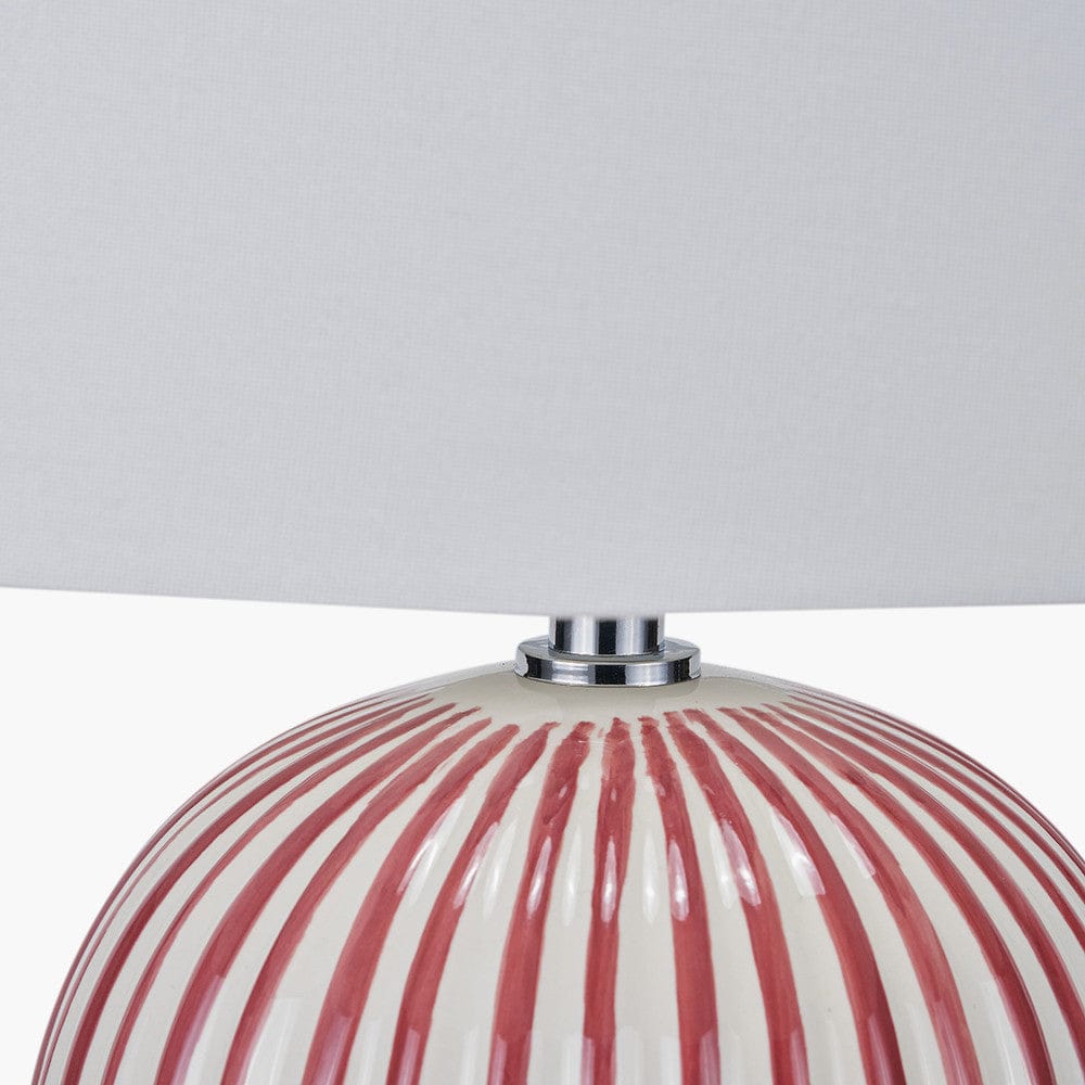 Pacific Lifestyle Lighting Cannes Mulberry and White Stripe Ceramic Table Lamp House of Isabella UK