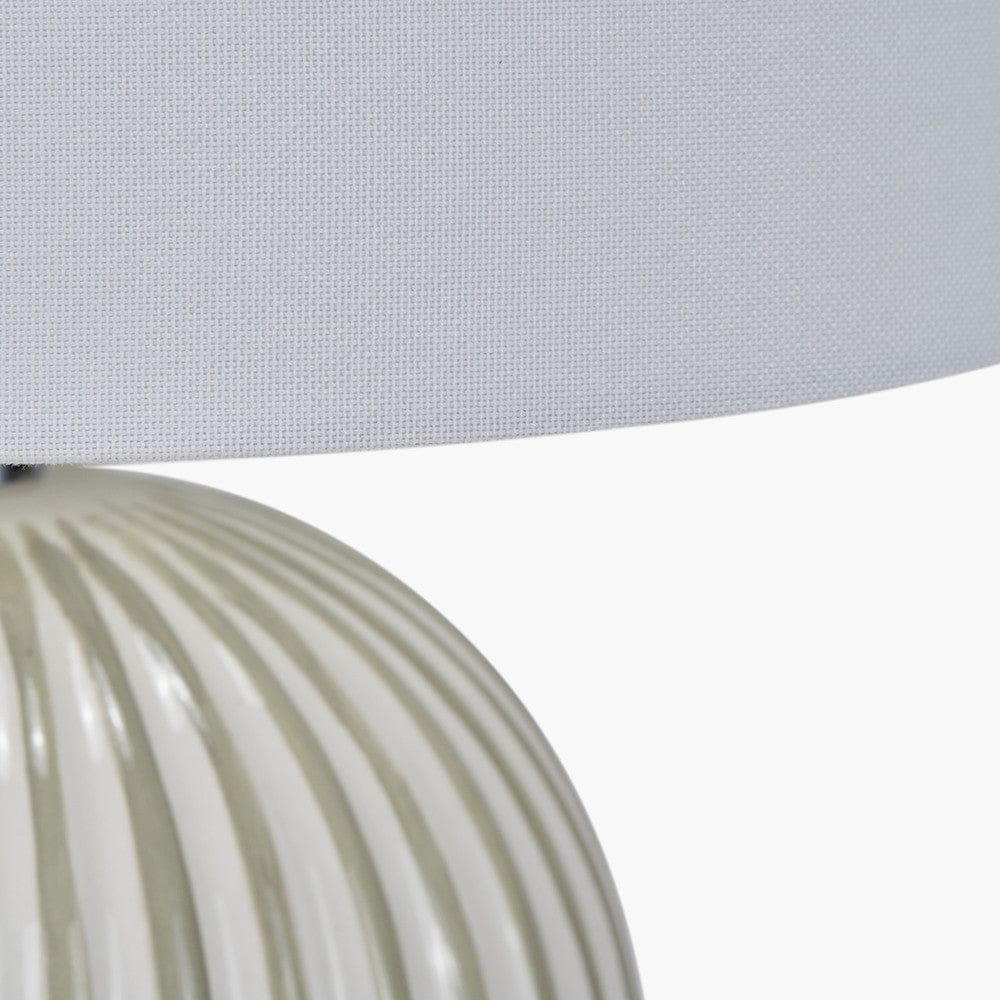Pacific Lifestyle Lighting Cannes Sage and White Stripe Ceramic Table Lamp House of Isabella UK
