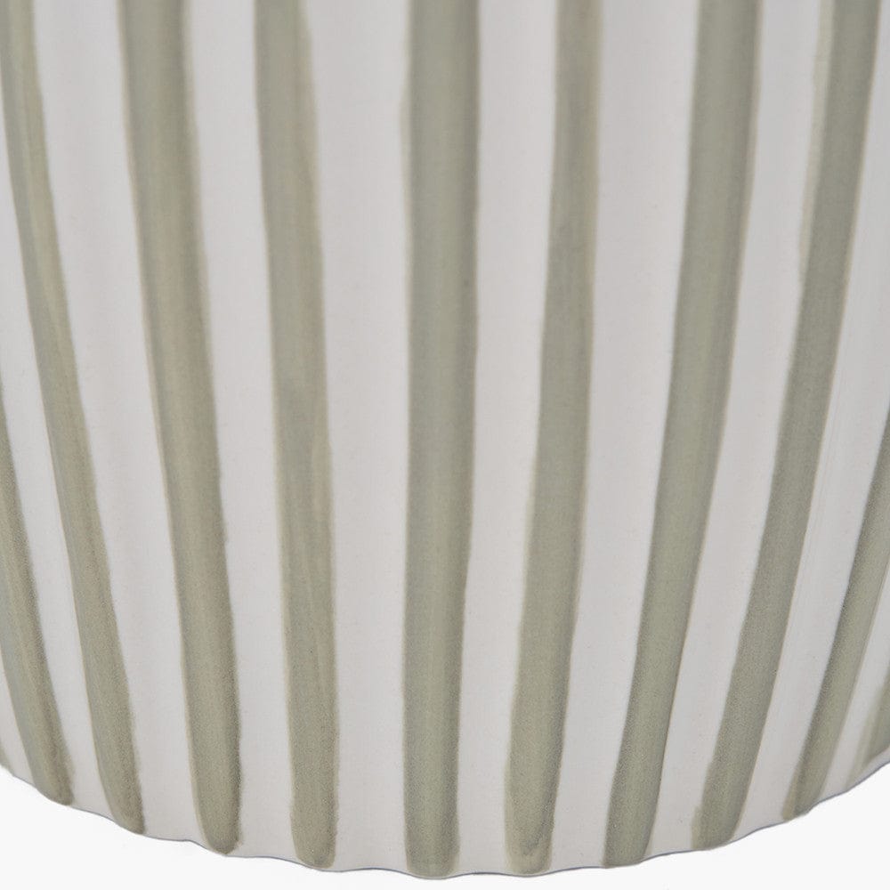 Pacific Lifestyle Lighting Cannes Sage and White Stripe Ceramic Table Lamp House of Isabella UK