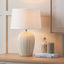 Pacific Lifestyle Lighting Cannes Sage and White Stripe Ceramic Table Lamp House of Isabella UK