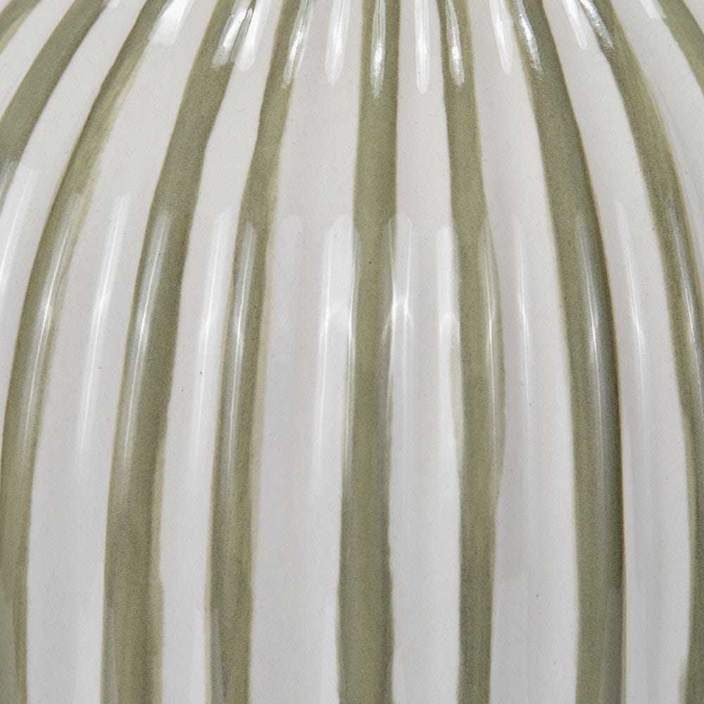 Pacific Lifestyle Lighting Cannes Sage and White Stripe Ceramic Table Lamp House of Isabella UK