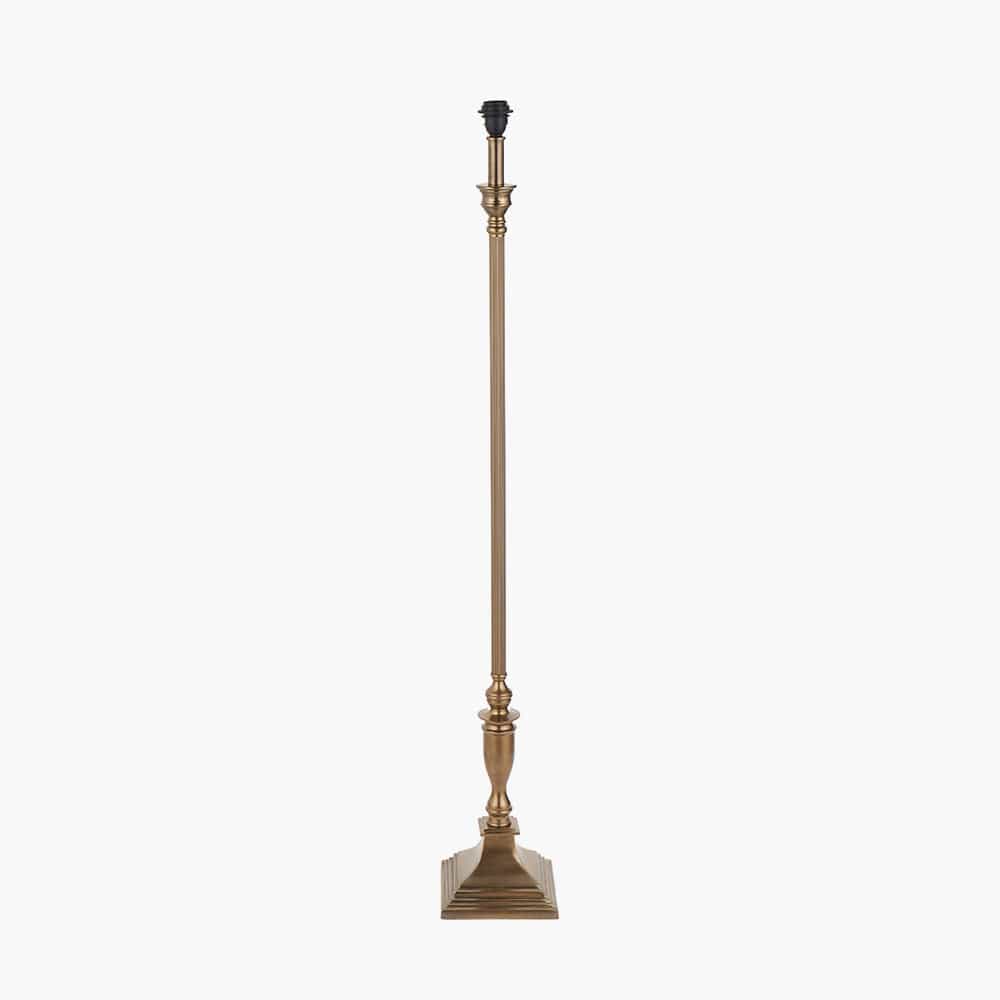 Canterbury Antique Brass Metal Floor Lamp Base with Rene 45cm Light Grey Velvet Cylinder Lampshade.