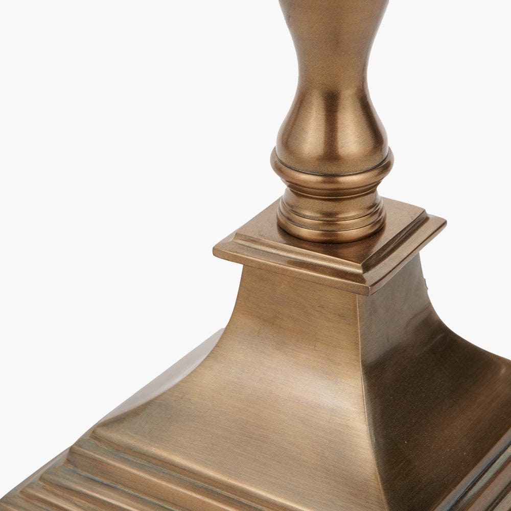 Canterbury Antique Brass Metal Floor Lamp Base with Rene 45cm Light Grey Velvet Cylinder Lampshade.