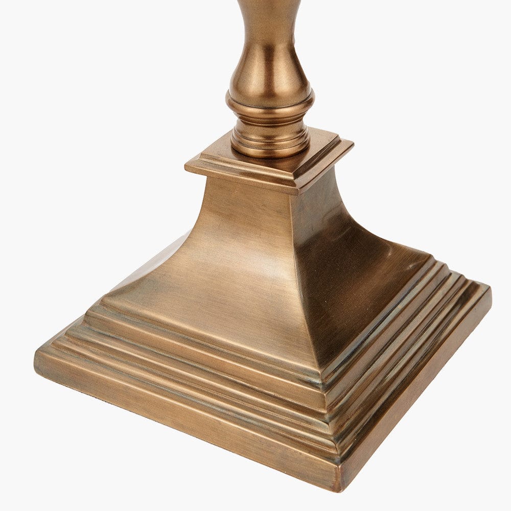 Canterbury Antique Brass Metal Floor Lamp Base with Rene 45cm Light Grey Velvet Cylinder Lampshade.