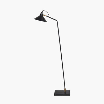 Pacific Lifestyle Lighting Canton Matt Black and Brass Metal Cone Floor Lamp House of Isabella UK