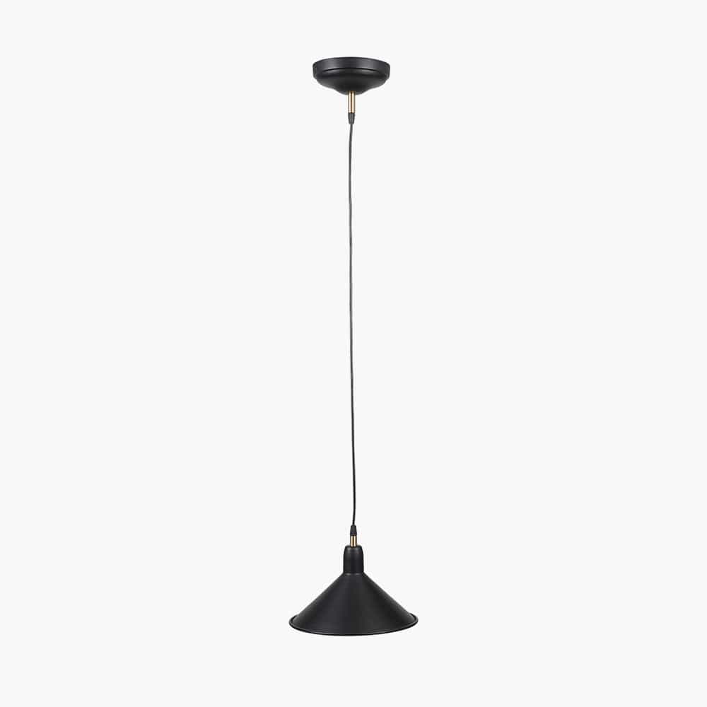 Canton Matt Black and Brass Metal Cone Pendant.