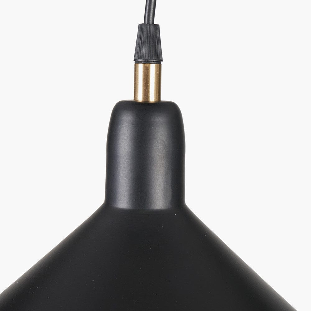 Pacific Lifestyle Lighting Canton Matt Black and Brass Metal Cone Pendant House of Isabella UK