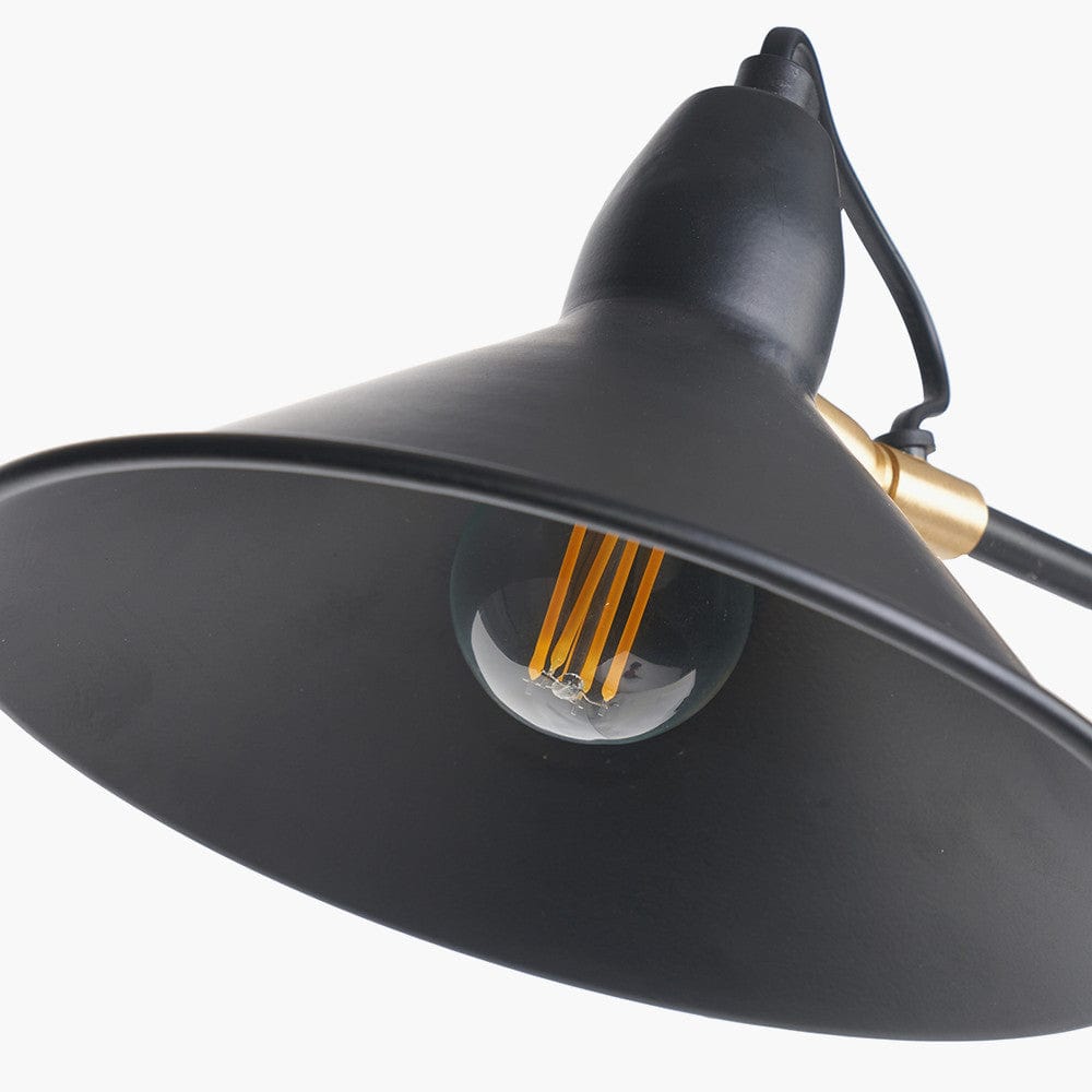 Pacific Lifestyle Lighting Canton Matt Black and Brass Metal Cone Wall Lamp House of Isabella UK