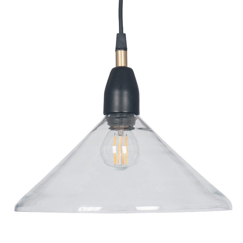 Pacific Lifestyle Lighting Canton Matt Black and Clear Glass Cone Pendant House of Isabella UK