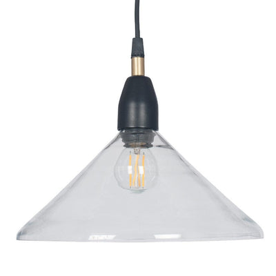 Pacific Lifestyle Lighting Canton Matt Black and Clear Glass Cone Pendant House of Isabella UK