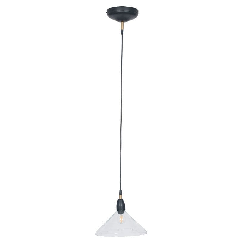 Pacific Lifestyle Lighting Canton Matt Black and Clear Glass Cone Pendant House of Isabella UK