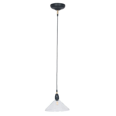 Pacific Lifestyle Lighting Canton Matt Black and Clear Glass Cone Pendant House of Isabella UK