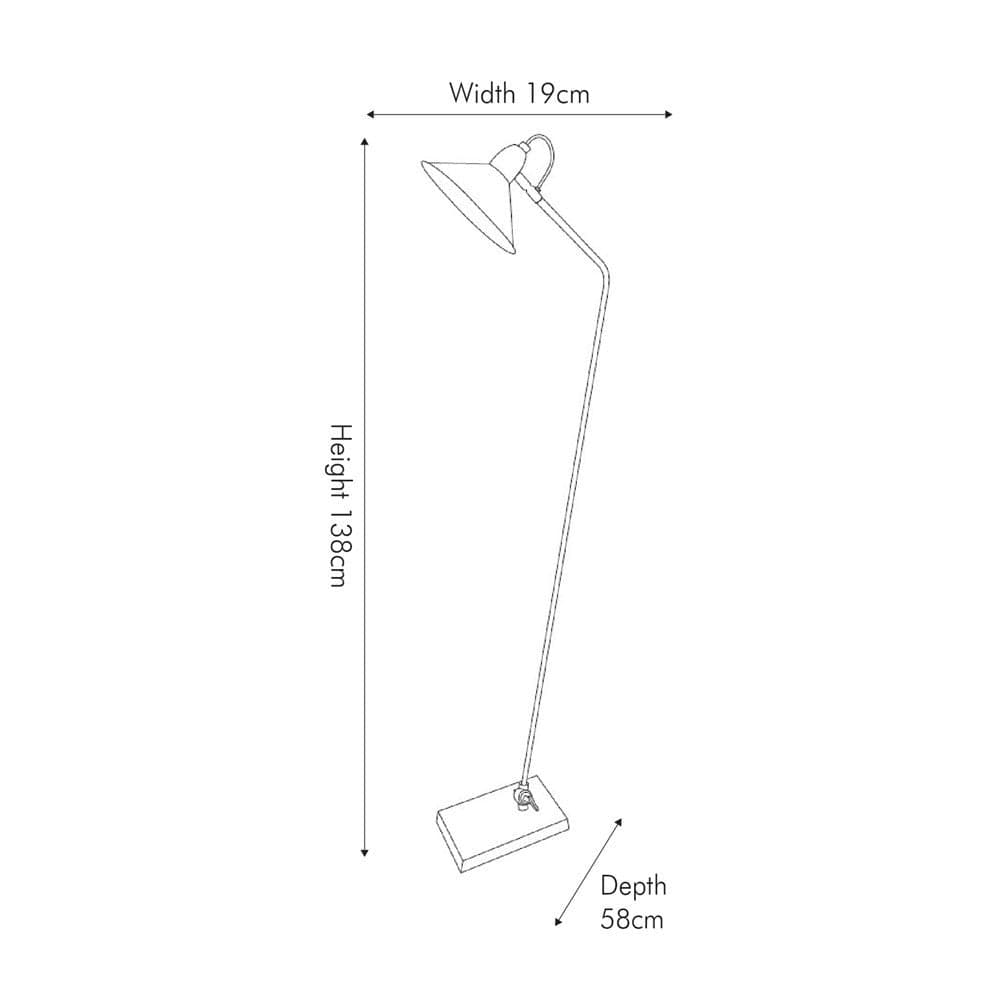 Canton Matt Black Metal and Glass Cone Floor Lamp.