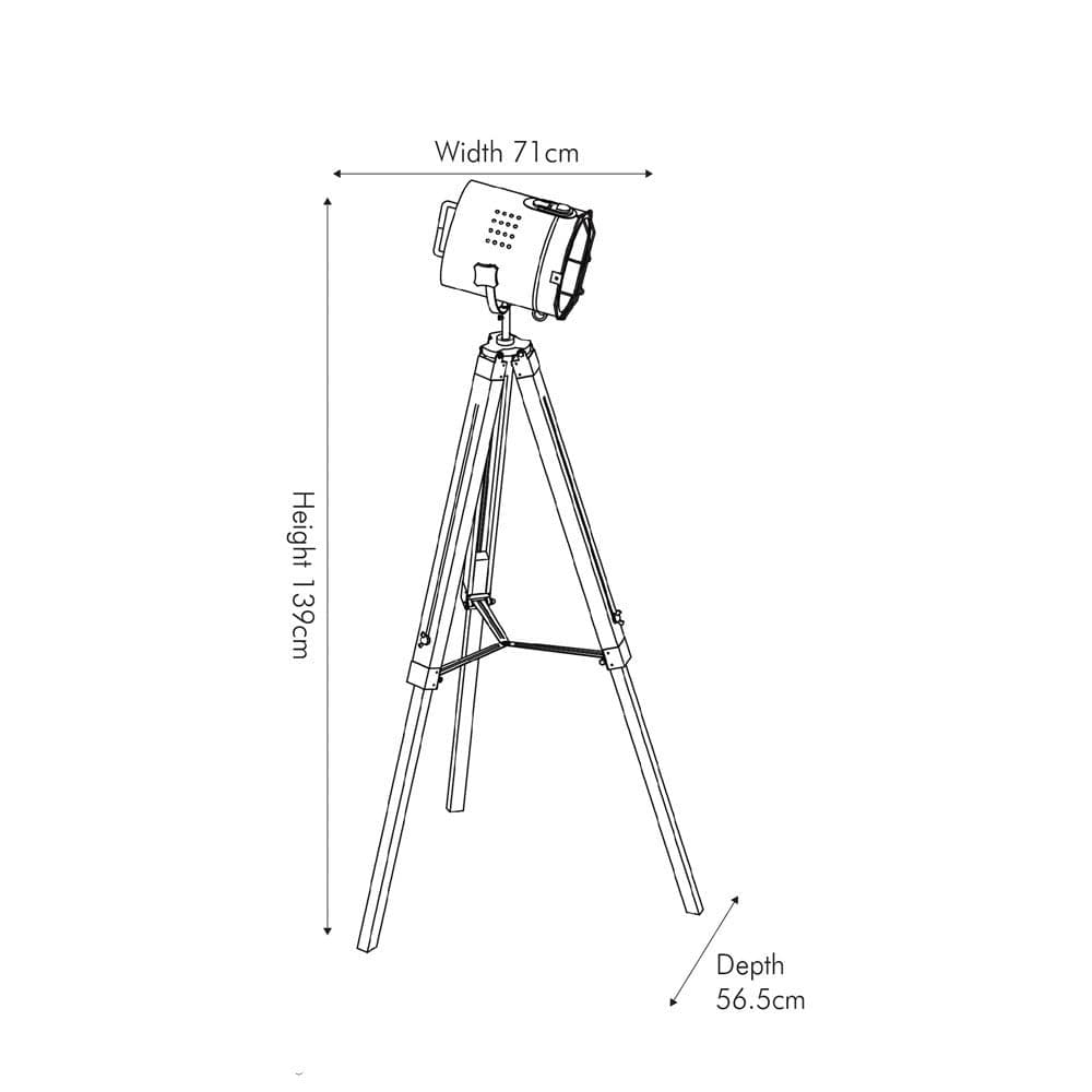 Pacific Lifestyle Lighting Capstan White Wash and Silver Metal Tripod Floor Lamp House of Isabella UK