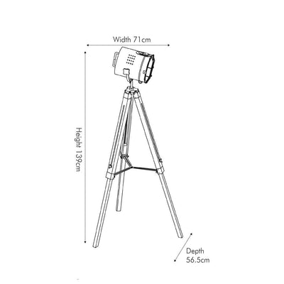 Pacific Lifestyle Lighting Capstan White Wash and Silver Metal Tripod Floor Lamp House of Isabella UK