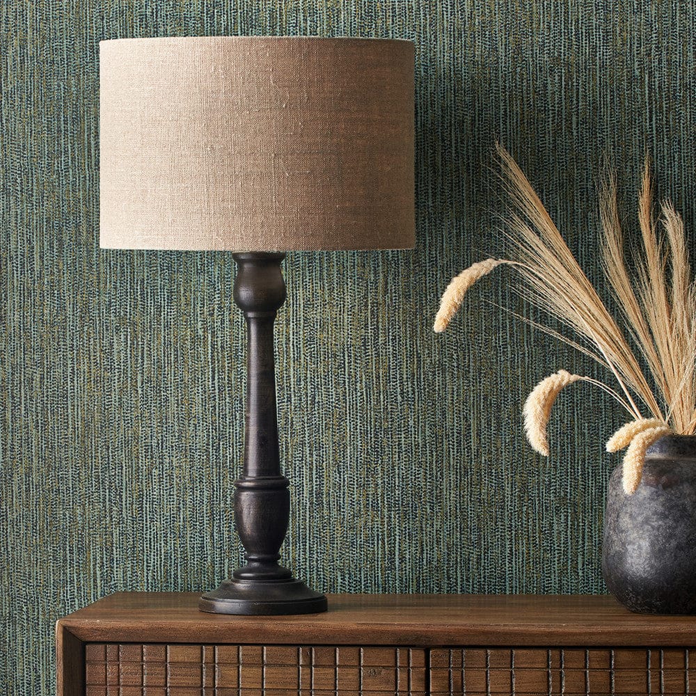 Captiva Antique Black Candlestick Wood Table Lamp - Base Only.