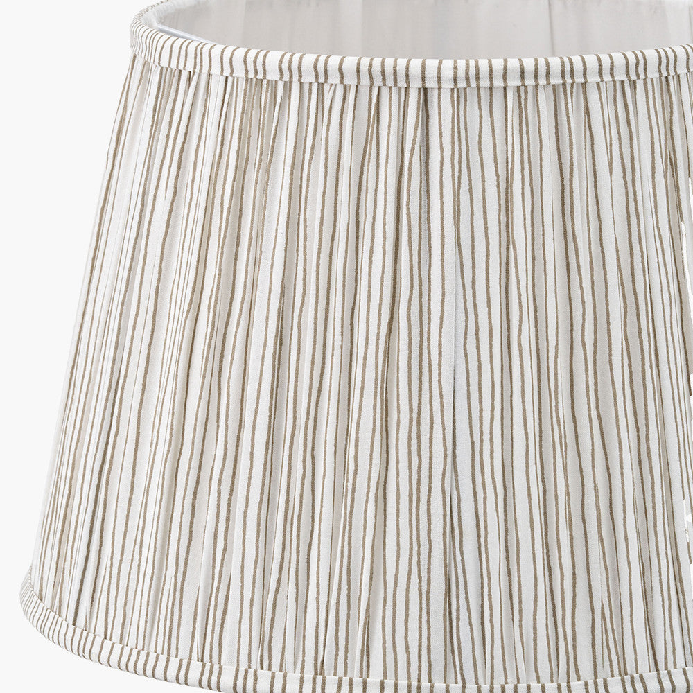 Pacific Lifestyle Lighting Captiva Antique Black Mango Wood Table Lamp Base with Thiago 35cm Natural Stripe Mushroom Pleat Tapered Lampshade House of Isabella UK