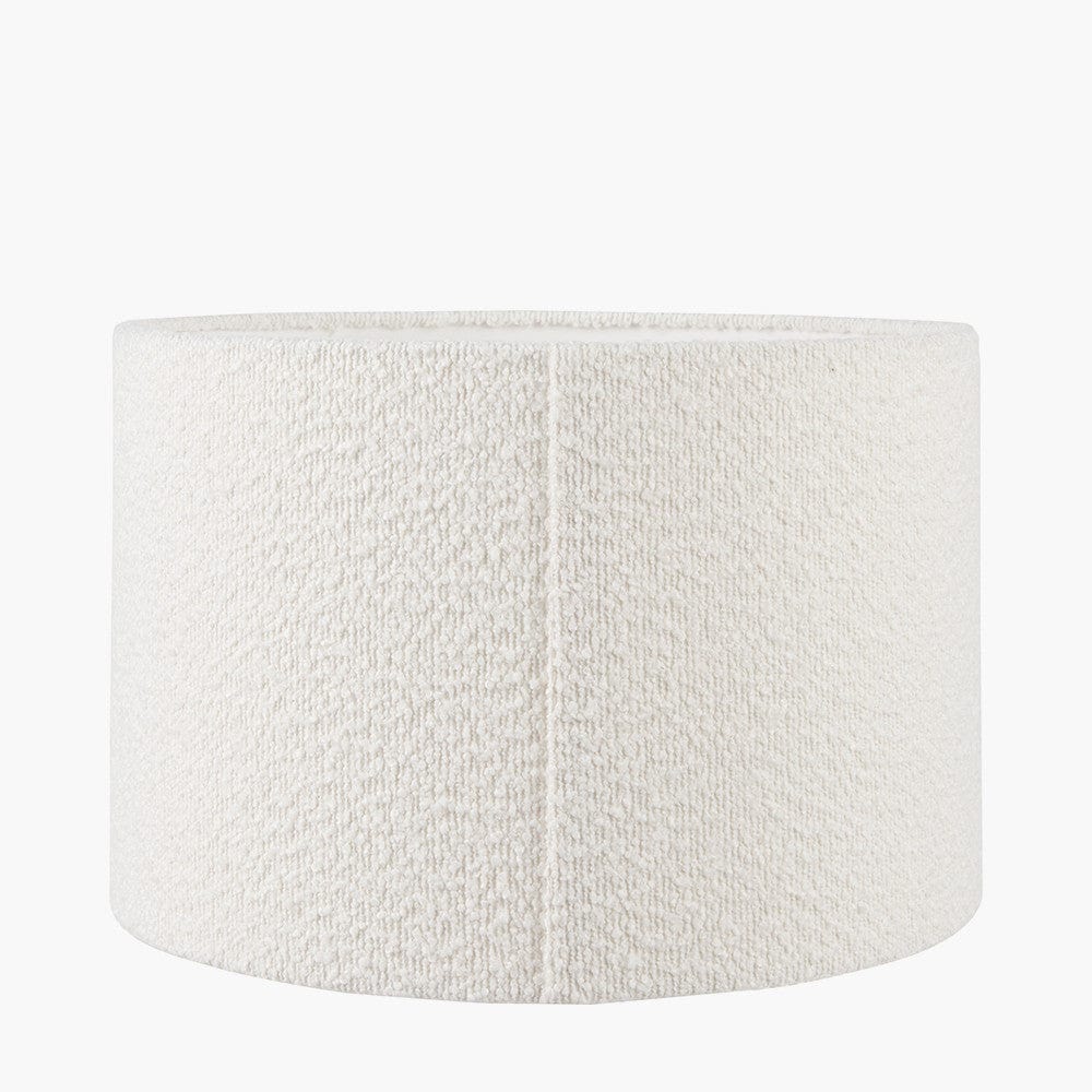 Captiva Grey Wash Mango Wood Table Lamp Base with Rouen 35cm White Boucle Cylinder Lampshade.