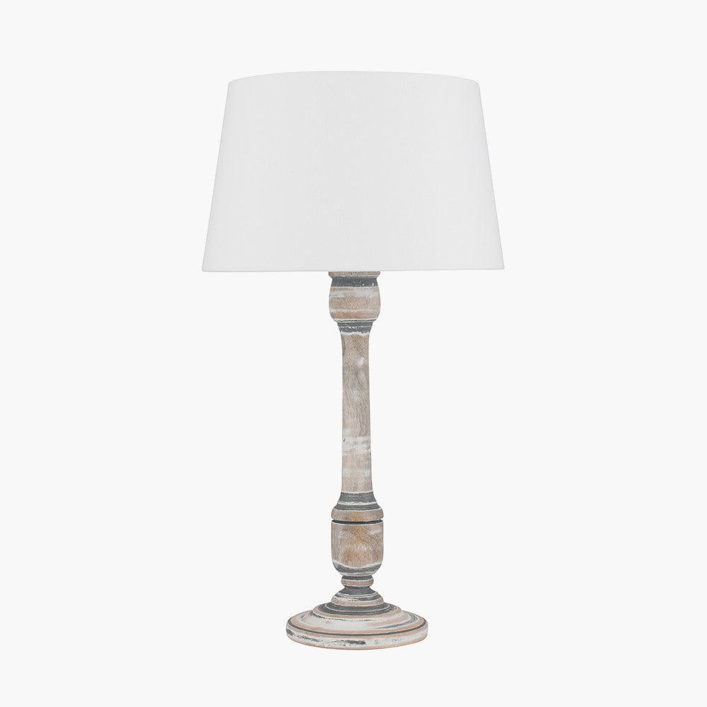 Captiva Vintage Grey and White Wash Mango Wood Table Lamp - Base Only.