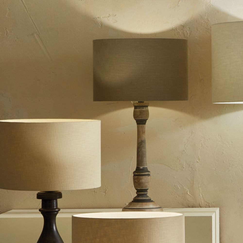 Captiva Vintage Grey and White Wash Mango Wood Table Lamp - Base Only.