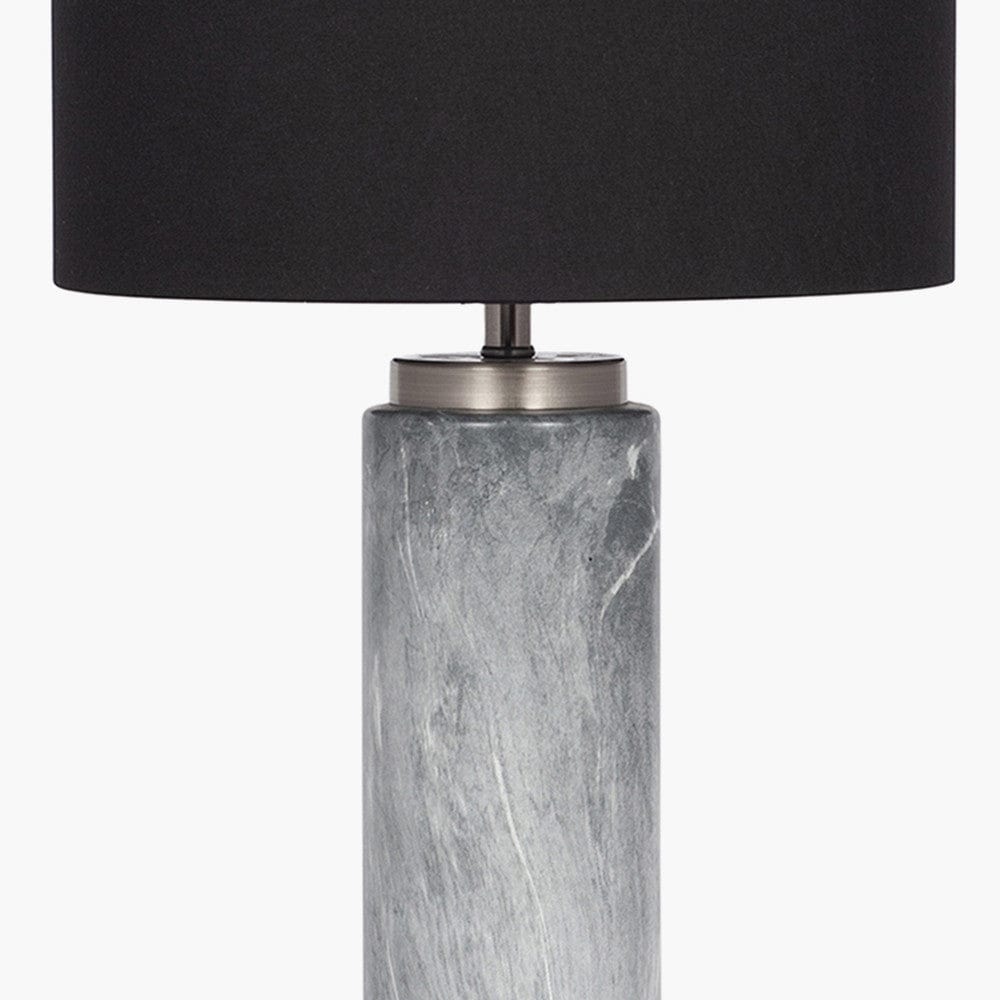 Carrara Grey Marble Effect Tall Ceramic Table Lamp.