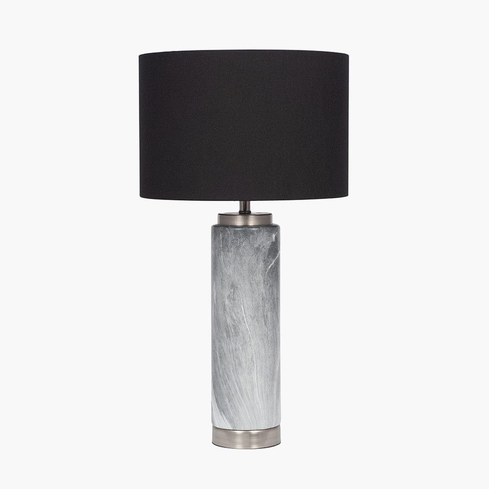Carrara Grey Marble Effect Tall Ceramic Table Lamp.