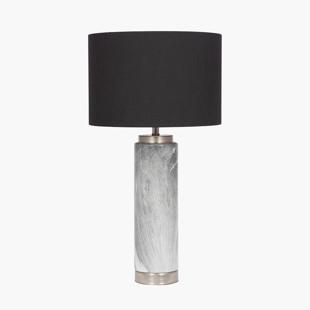 Carrara Grey Marble Effect Tall Ceramic Table Lamp.