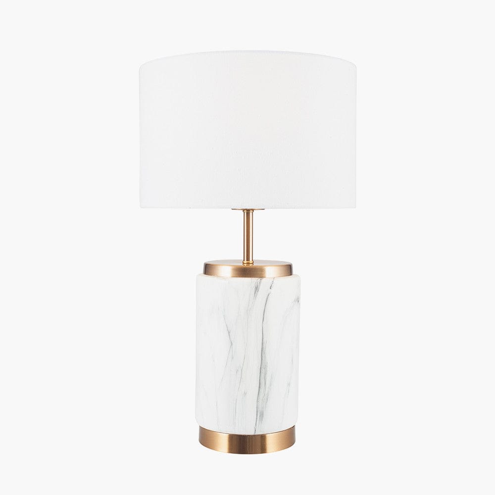 Pacific Lifestyle Lighting Carrara Marble Effect and Brass Ceramic Table Lamp House of Isabella UK