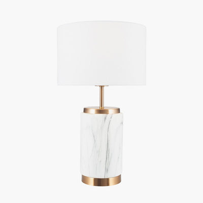 Pacific Lifestyle Lighting Carrara Marble Effect and Brass Ceramic Table Lamp House of Isabella UK