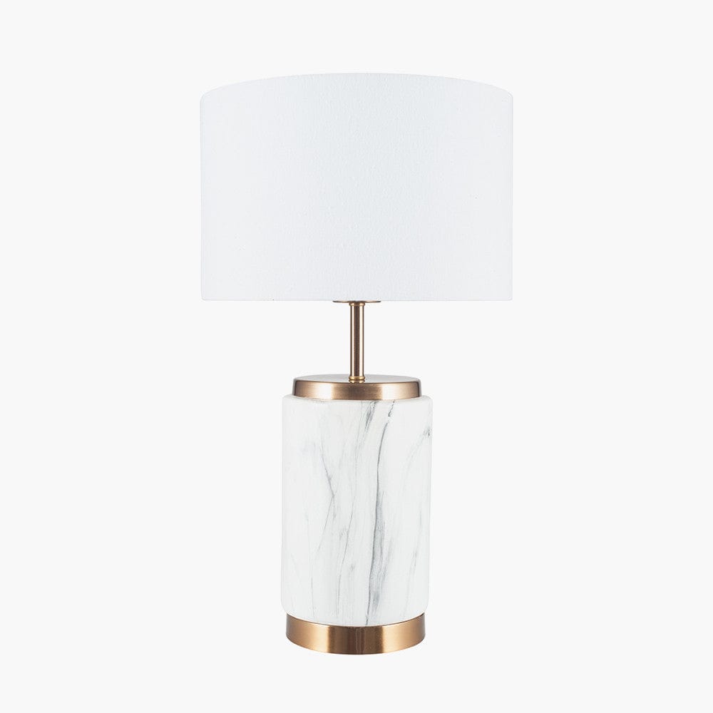 Carrara Marble Effect and Brass Ceramic Table Lamp.
