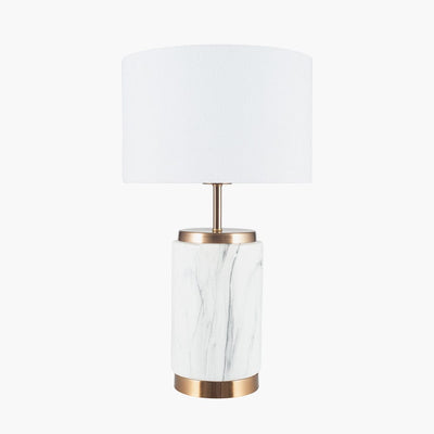 Pacific Lifestyle Lighting Carrara Marble Effect and Brass Ceramic Table Lamp House of Isabella UK