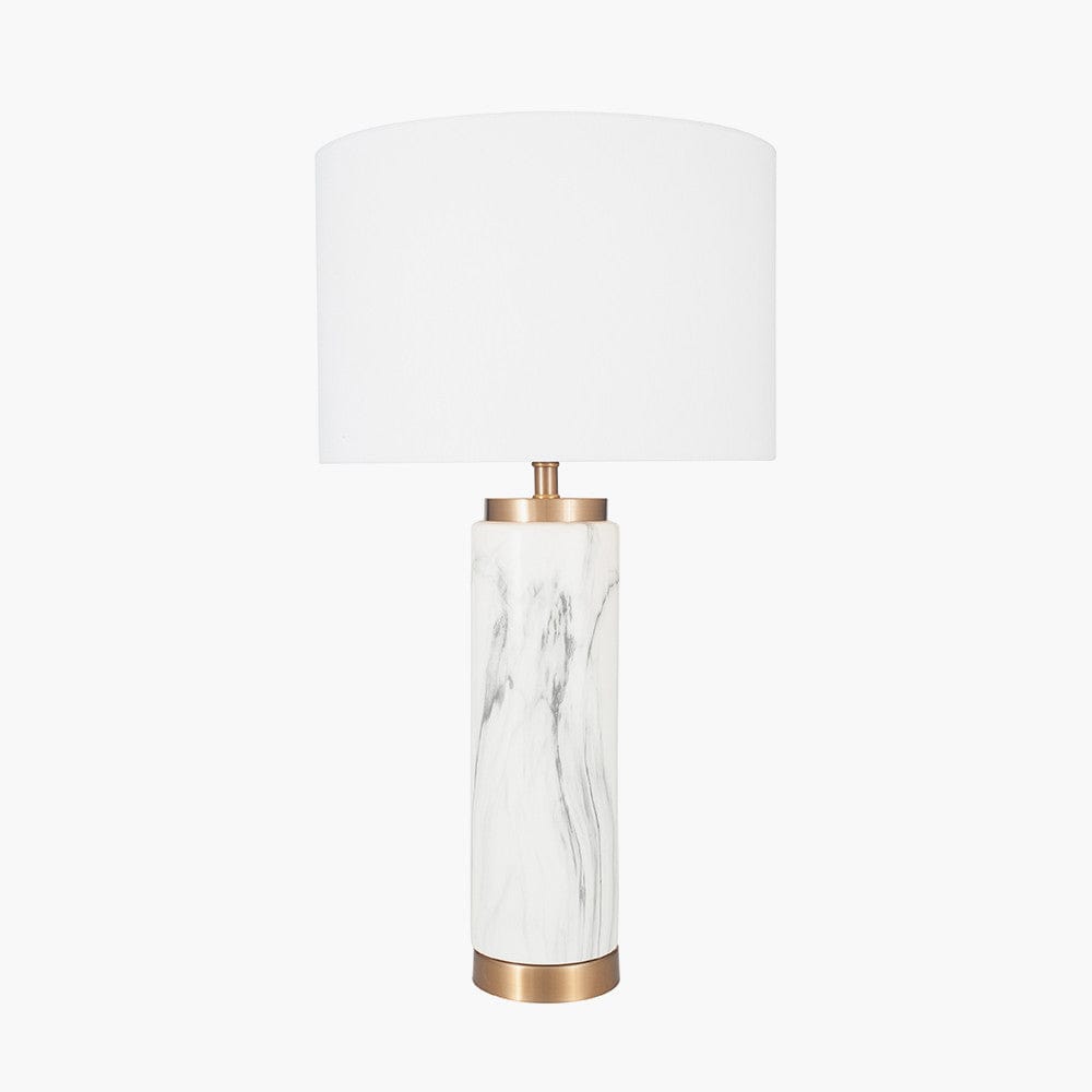 Carrara Marble Effect Ceramic Tall Table Lamp.