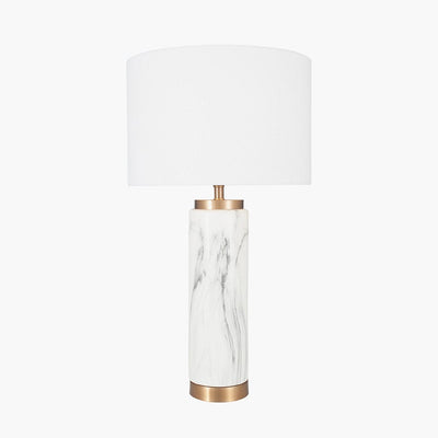 Pacific Lifestyle Lighting Carrara Marble Effect Ceramic Tall Table Lamp House of Isabella UK