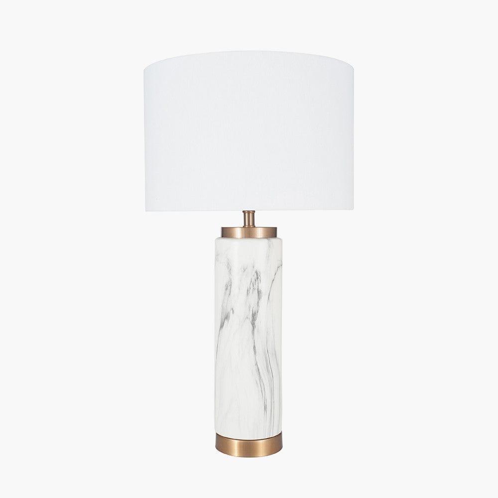 Carrara Marble Effect Ceramic Tall Table Lamp.
